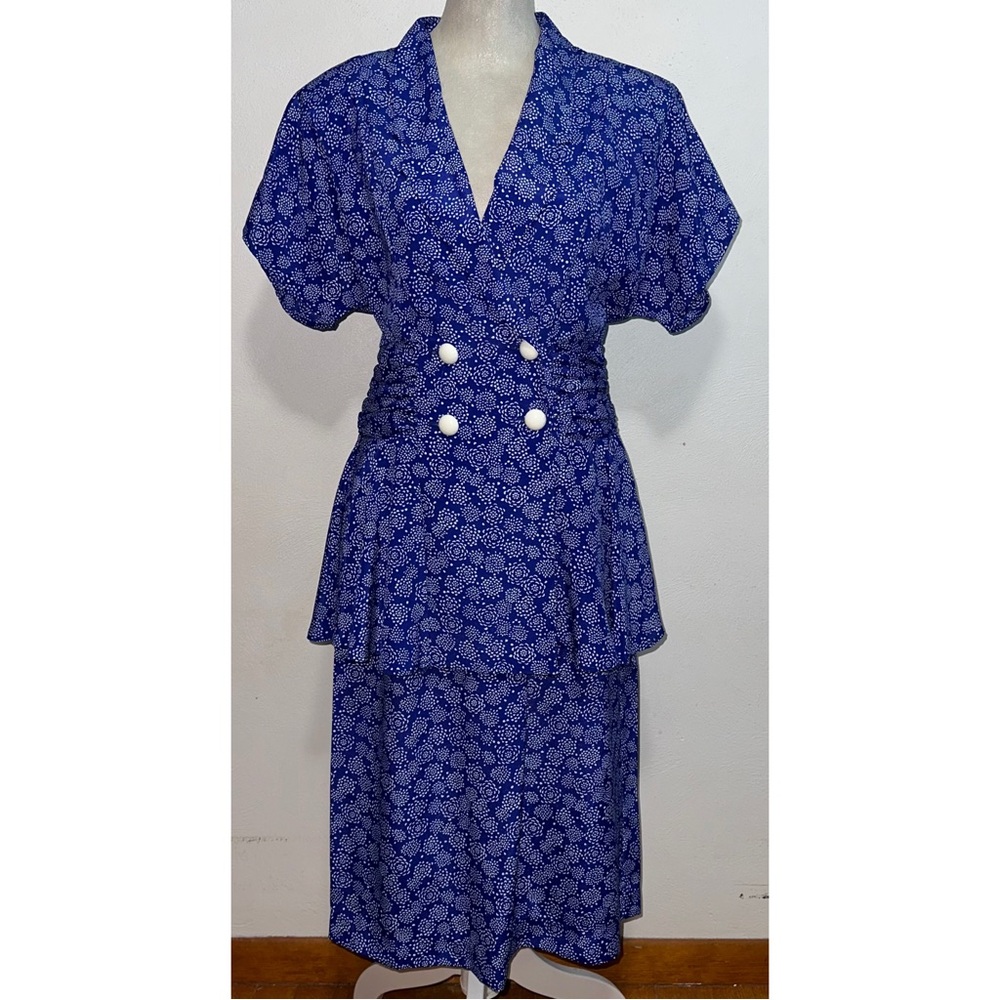 Vintage Blue & White Floral Skirt Set - Picture 11 of 13